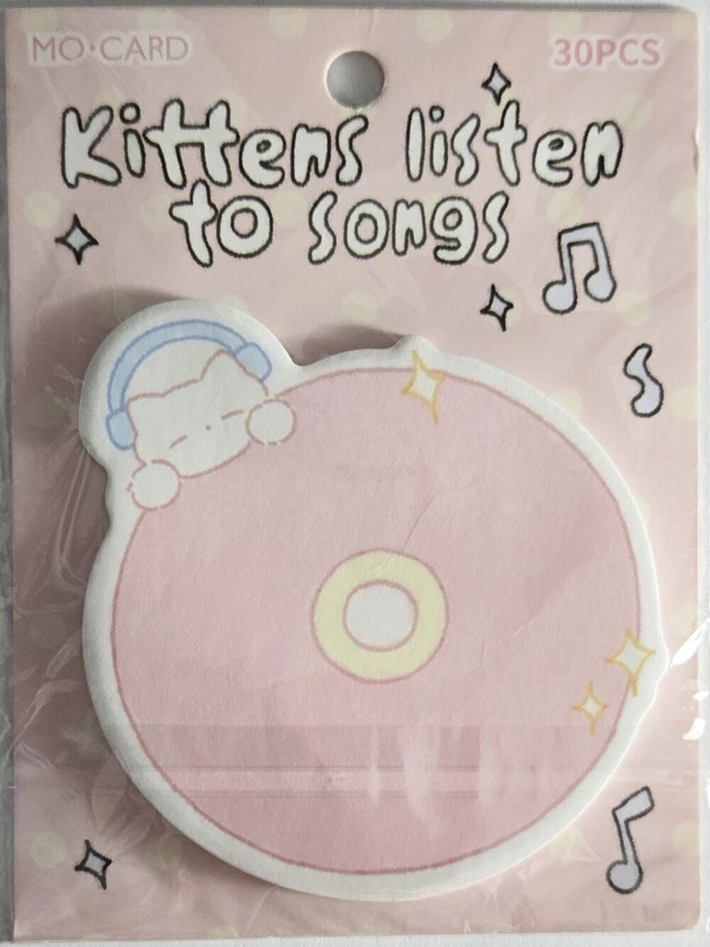 Kitten Listen to Songs music cd disc sticky note memo pad notepad